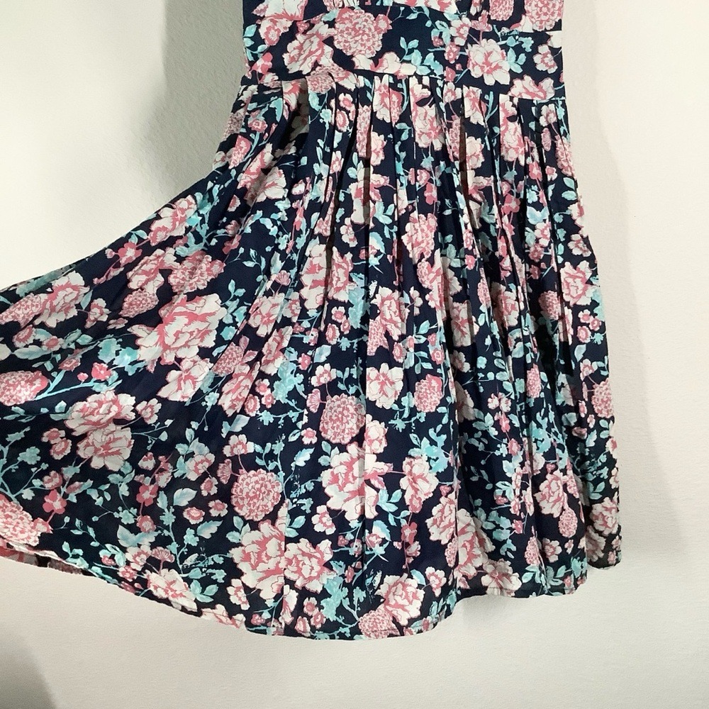 DIVA DOLLZ Fit & Flare Floral Cotton Dress M Retro Pinup Cottagecore Boho Navy - Picture 3 of 14